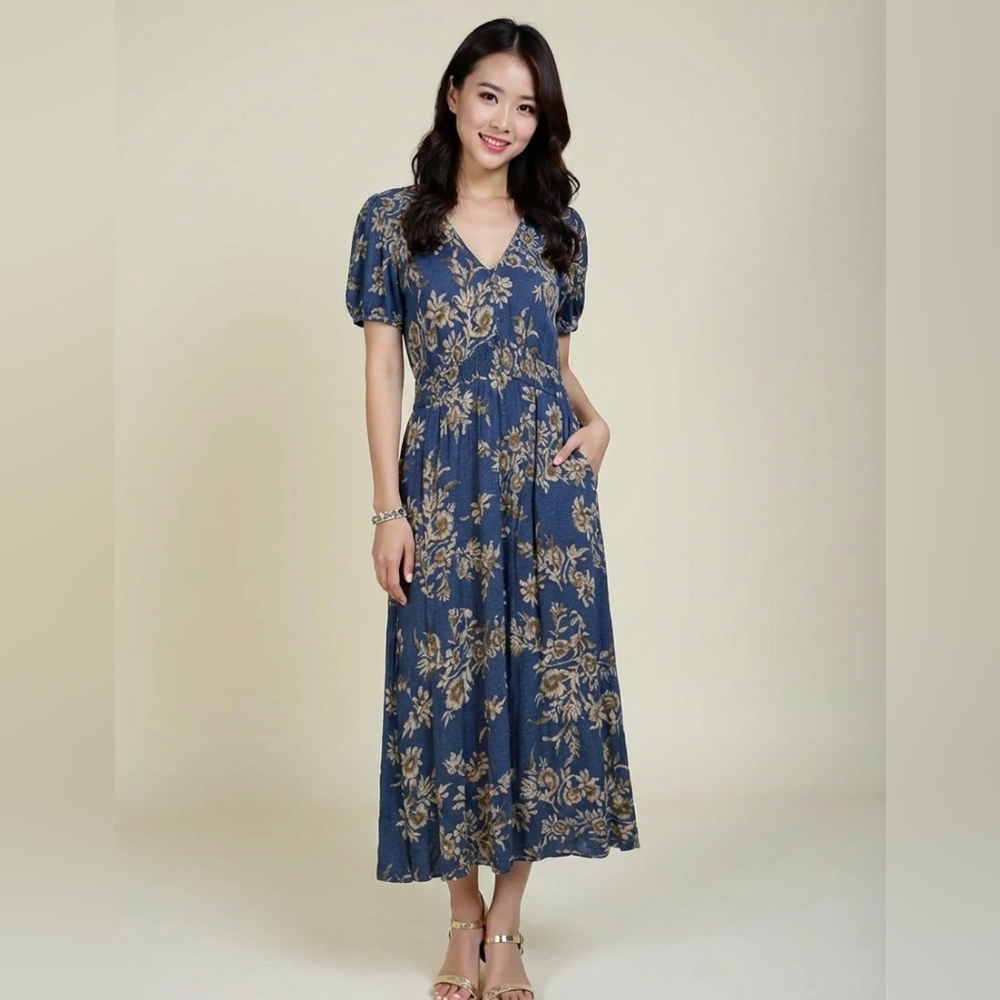 Mossimo Vneck High Waisted Midi Dress Size Small